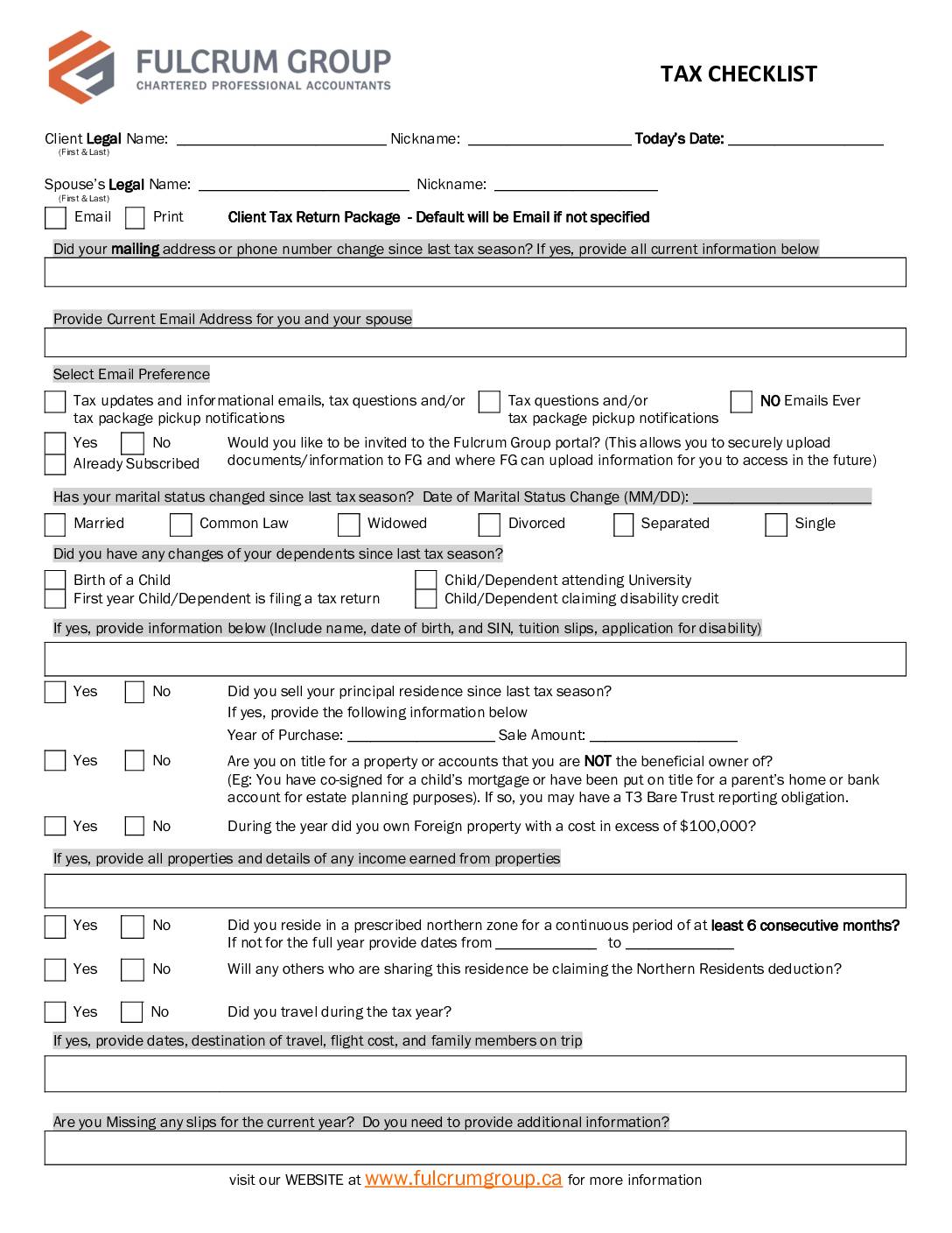 Tax Checklist