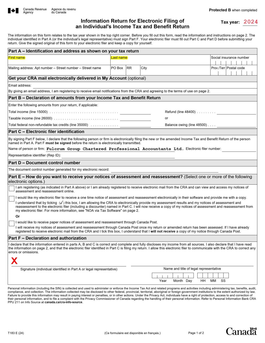 T-183 Authorization & Engagement Letter